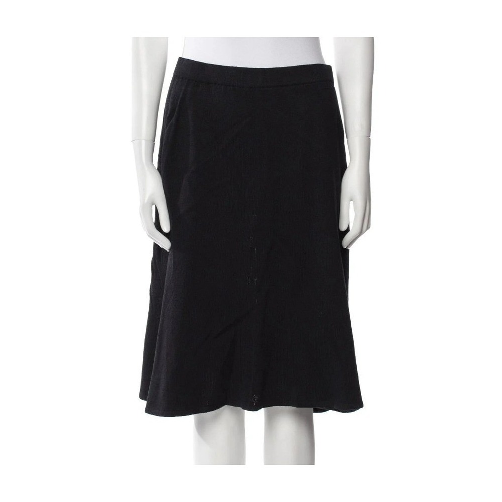St. John Collection Black Wool Knit A-Line Midi Skirt Size 10 NWT $500